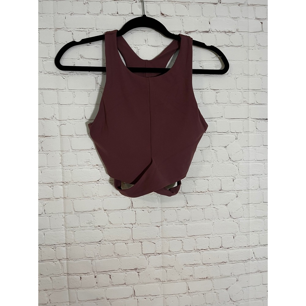 Athleta Conscious Cut Out‎ Crop A-C Sports Tank Mauve Medium High Neck Keyhole